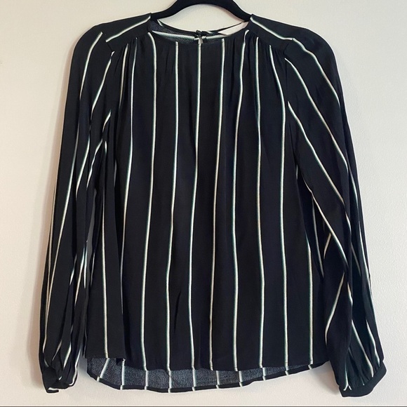 NEW H&M Long Sleeve Crewneck Striped Blouse - Picture 2 of 5